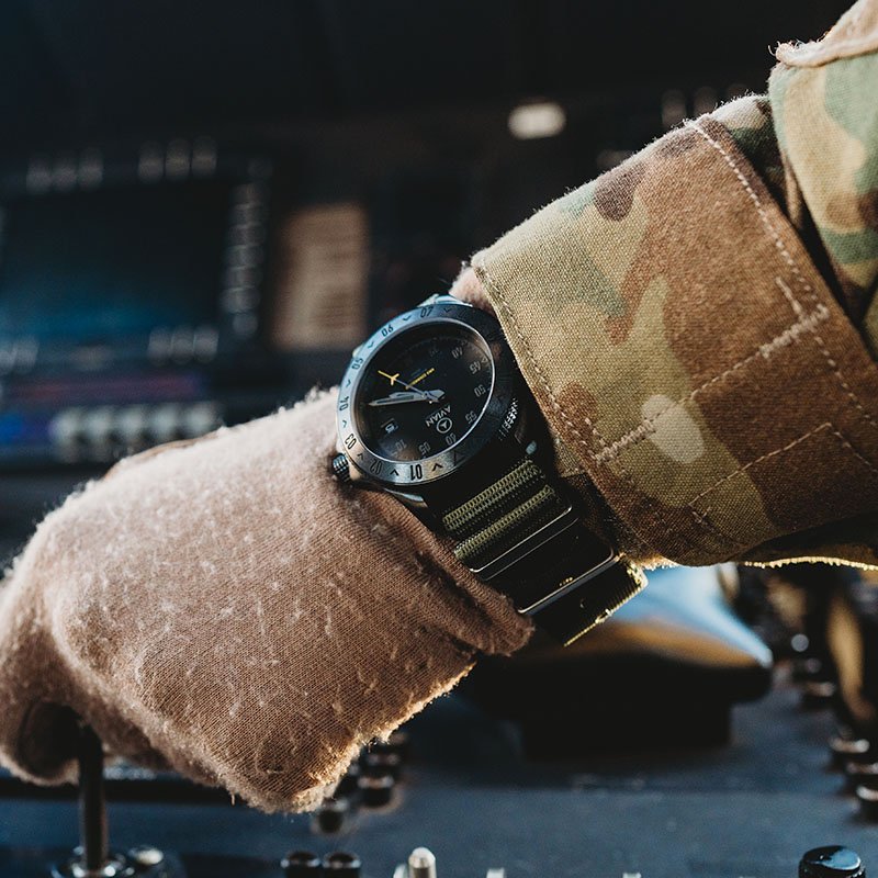 AVIAN watch worn by a military aviator